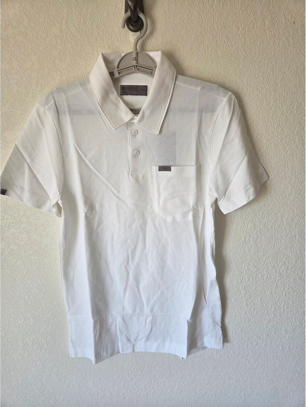 FIGS Pro M Technical Pique Scrub Polo Shirt White Size Small